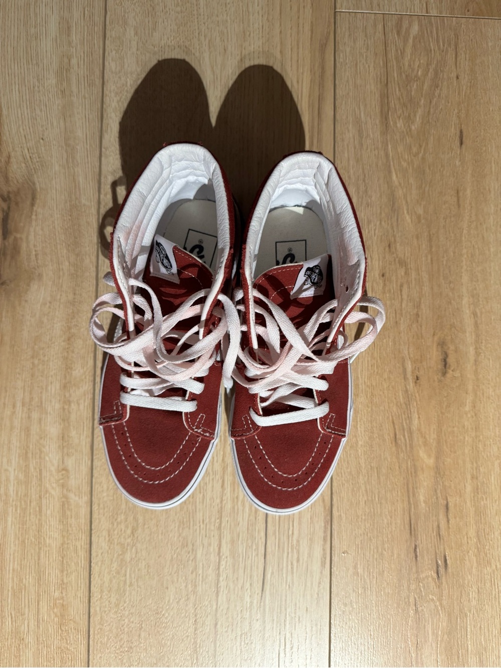 Kids Red High-Top Canvas Sneakers with White Laces